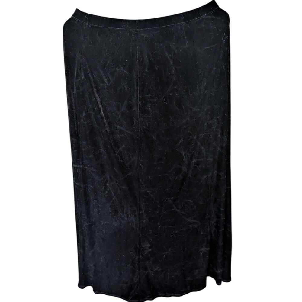 Elementz Large Black Velvet Maxi Skirt Elastic Waist Velour - Picture 2 of 4